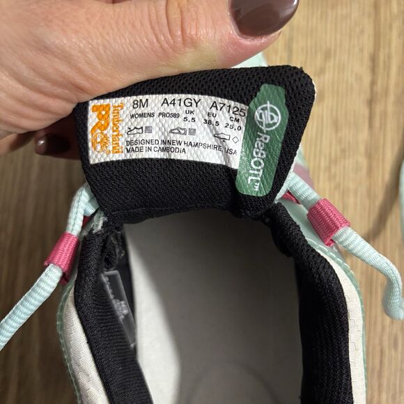 Timberland Shoes Women’s Sz 8M Green Pink Pro Radius Composite Toe Sneakers - Picture 9 of 9
